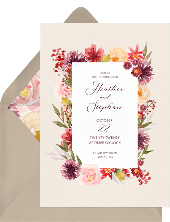 fall wedding invitations: Rich Fall Florals Invitation from Greenvelope
