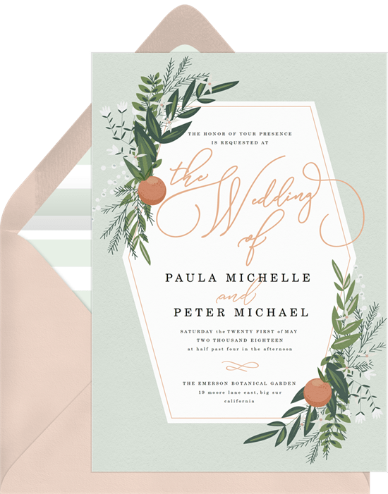 fall wedding invitations: Rustic Citrus Invitation from Greenvelope