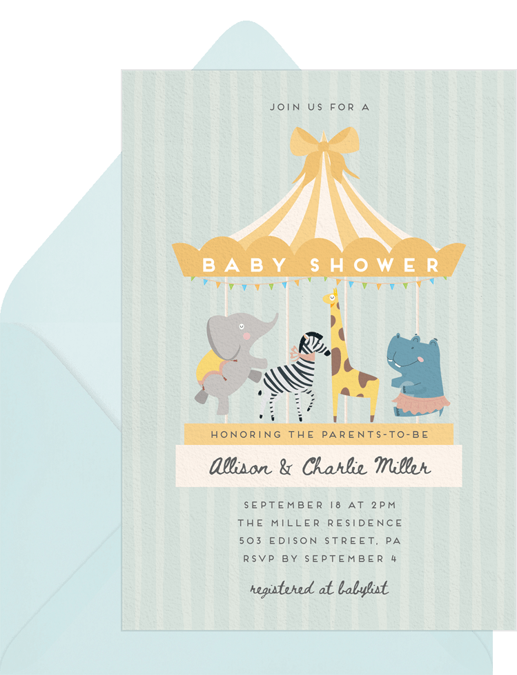 Greenvelope Safari Spin baby shower invitation
