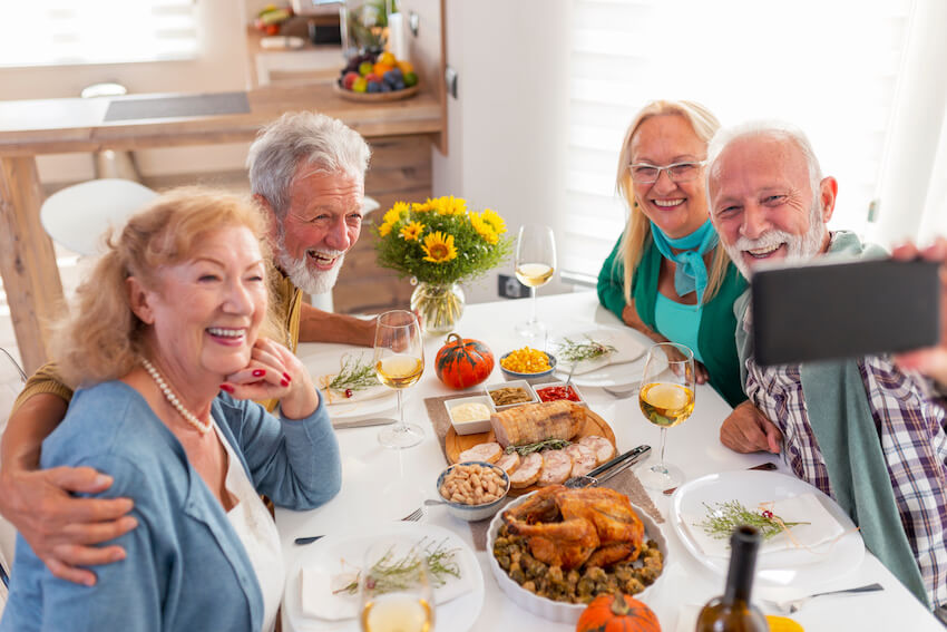 Senior couples taking a groufie