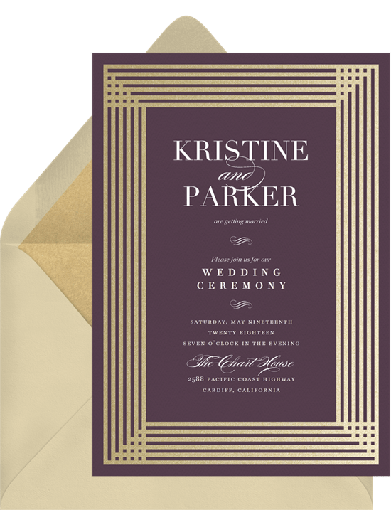 Art Deco wedding invitation: Simple Art Deco Invitation from Greenvelope