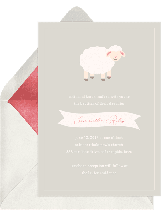 Smiling Lamb Baptism Invitation