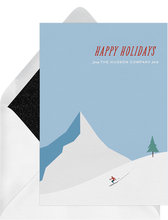 Snowy mountain cards blue