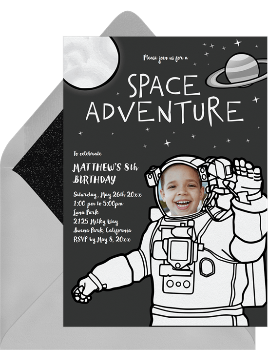 space themed party: space adventure invitation from Greenvelope