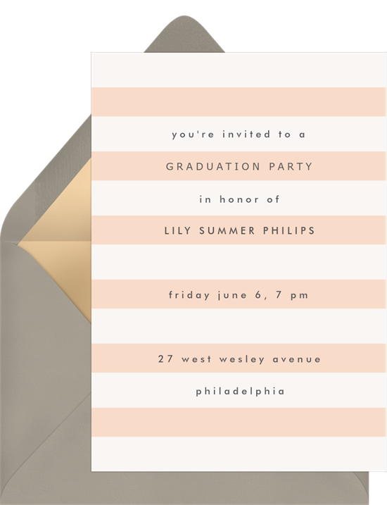 Pink and white striped online graduation invitations