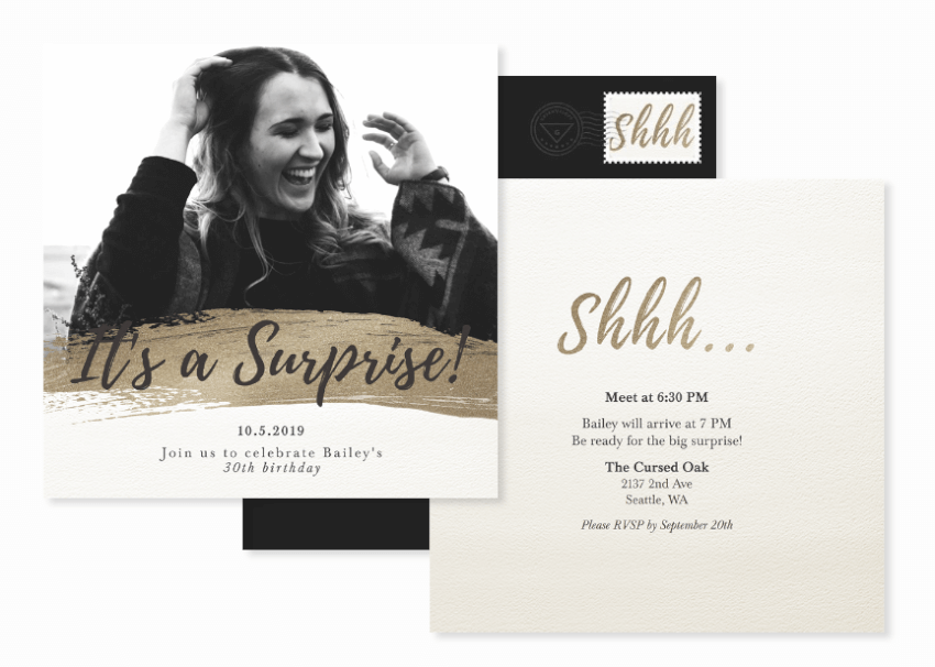 surprise birthday party invitation