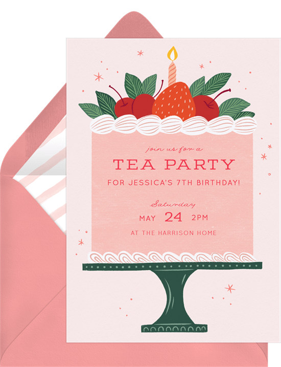 tea party ideas: Sweet Berry Cake Invitation from Greenvelope