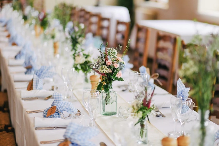 Table setting with flowers