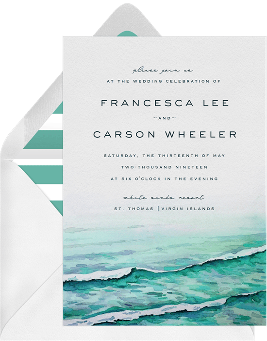 teal beach inspired invitation