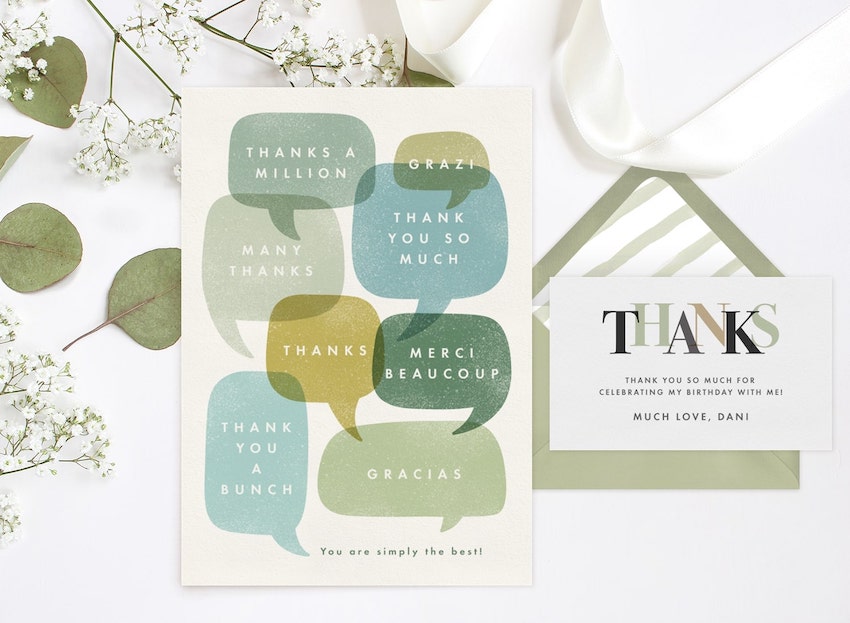 Thank you for birthday wishes: 2 thank you cards