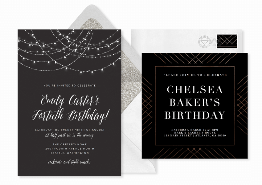 string lights birthday party invitation