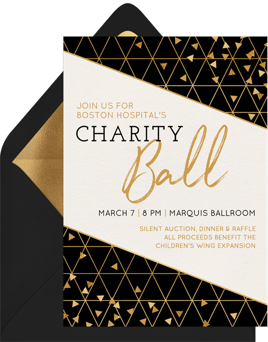 A corporate event invitation for a charity ball