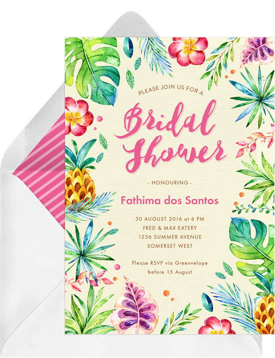 Bridal shower invitations: tropical shower invitations