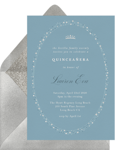 quinceanera gifts: Twinkly Tiara Invitation by Greenvelope