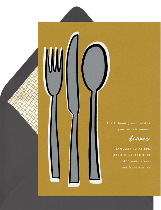 A corporate event invitation for a dinner party