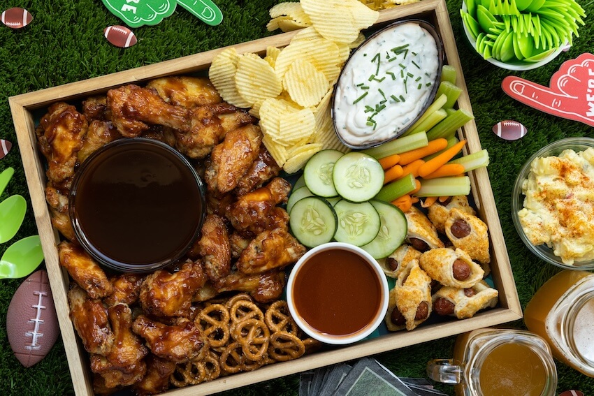 Various finger food on a tray