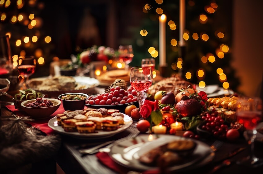 Holiday brunch ideas: various food on a table