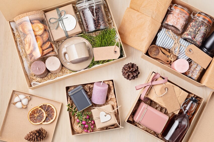 Various gift boxes on a table