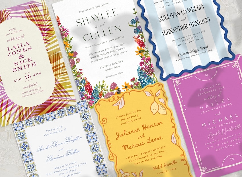 Various summer wedding invitations