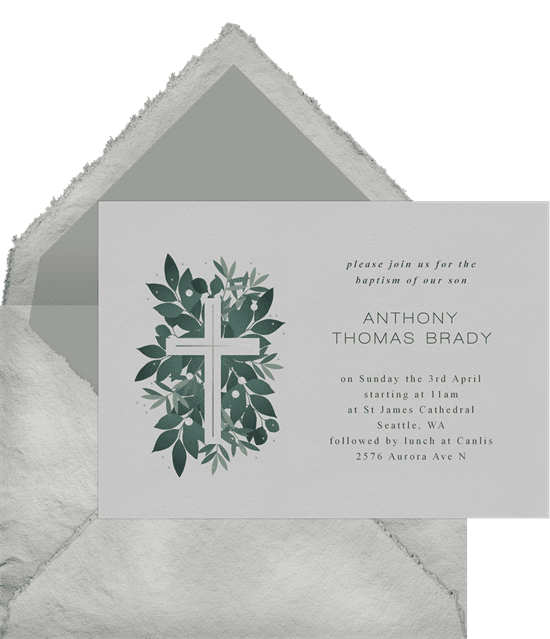 Verdant Cross Baptism Invitation