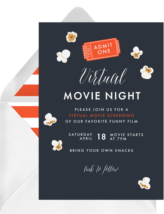 movie night invites: virtual movie night invitation from Greenvelope