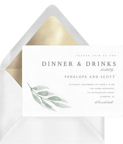 all white party: Watercolor Leaf Invitation by Greenvelope
