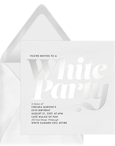 dress code white party invitation All White Party Invitation - All White Invitation - All White Dress Code -  All White Birthday Party