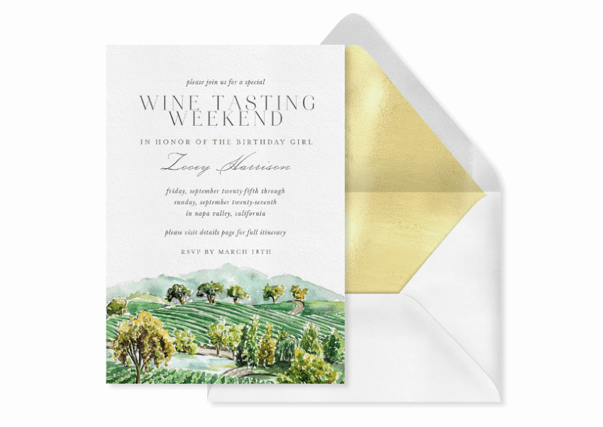 wine tasting birthday party invitation