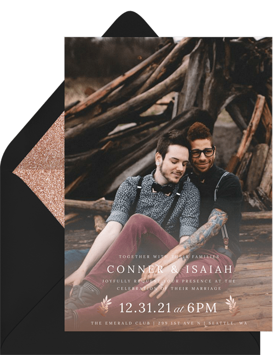 wooden themed wedding invite