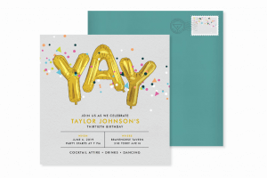 yay balloons birthday party invitation