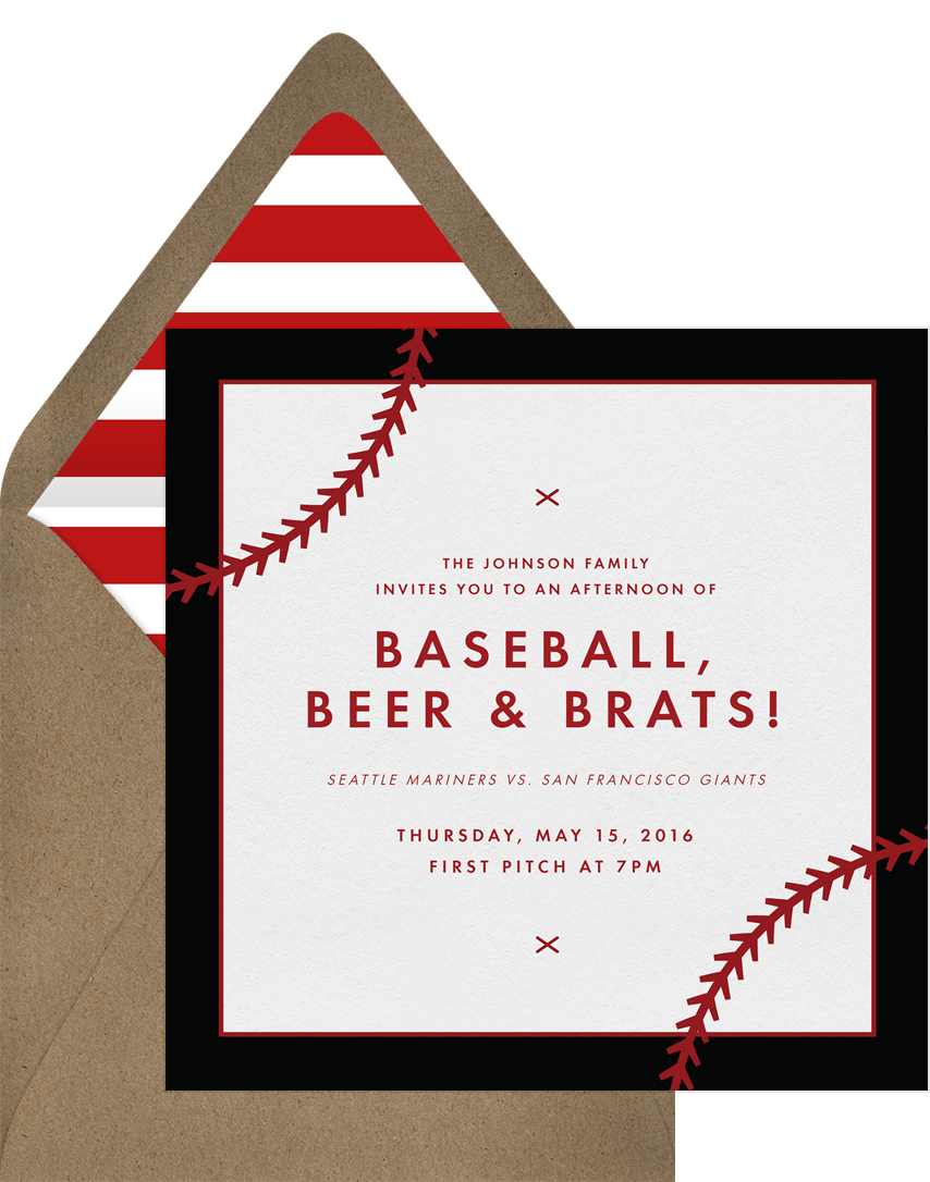 Baseball Stitch Invitations in Black
