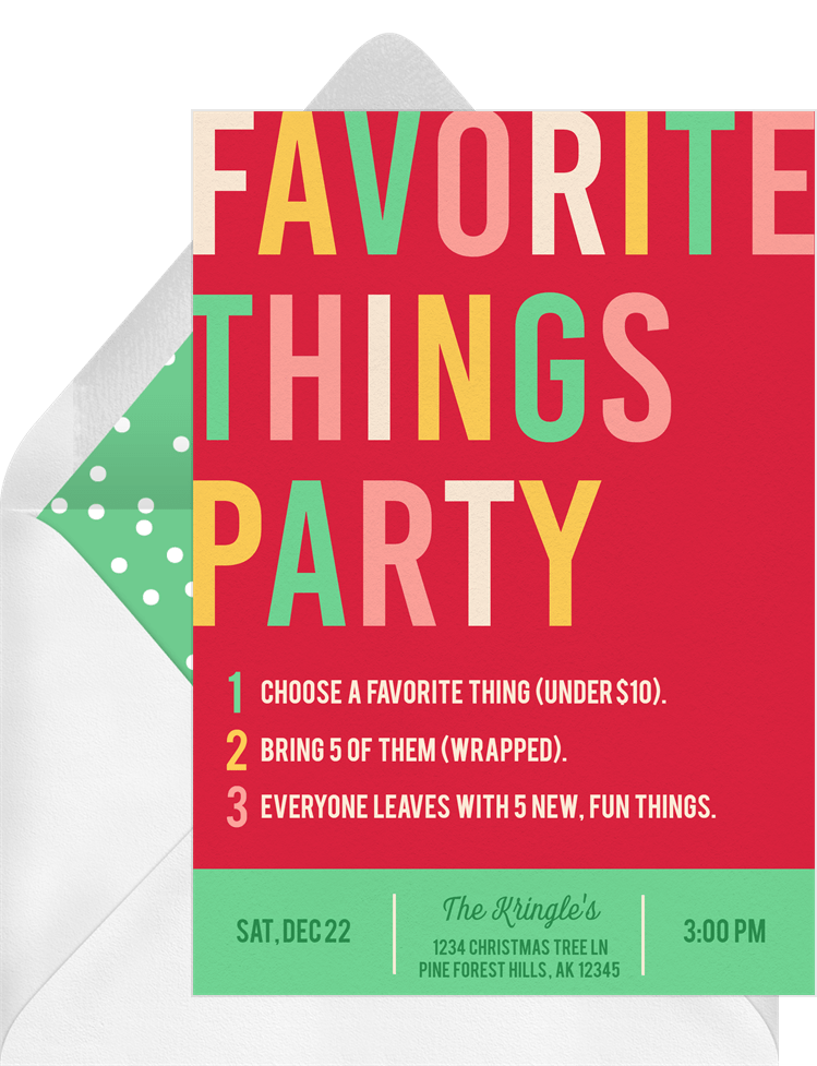 Favorite Things Party Invitations in Red