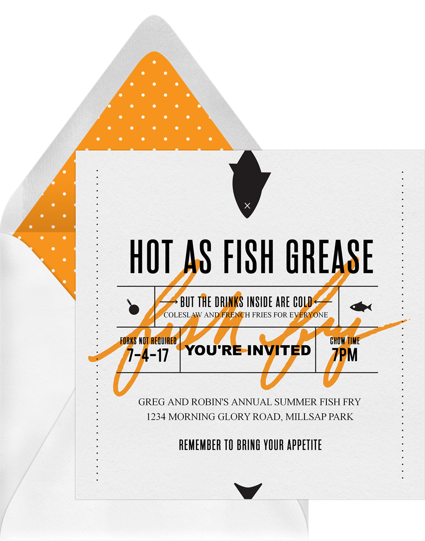 Fish Fry Invitations in Orange