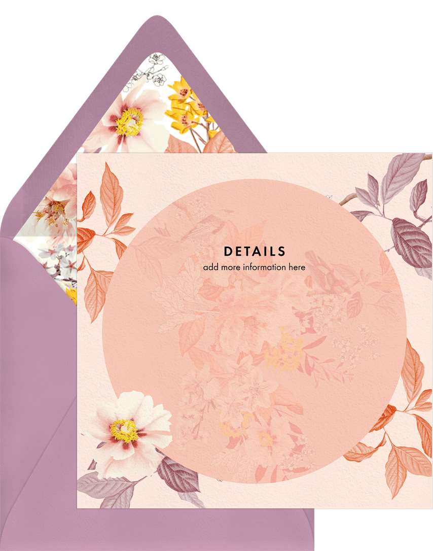 Floral Collage Invitations in Orange | Greenvelope.com, image size:854x1086
