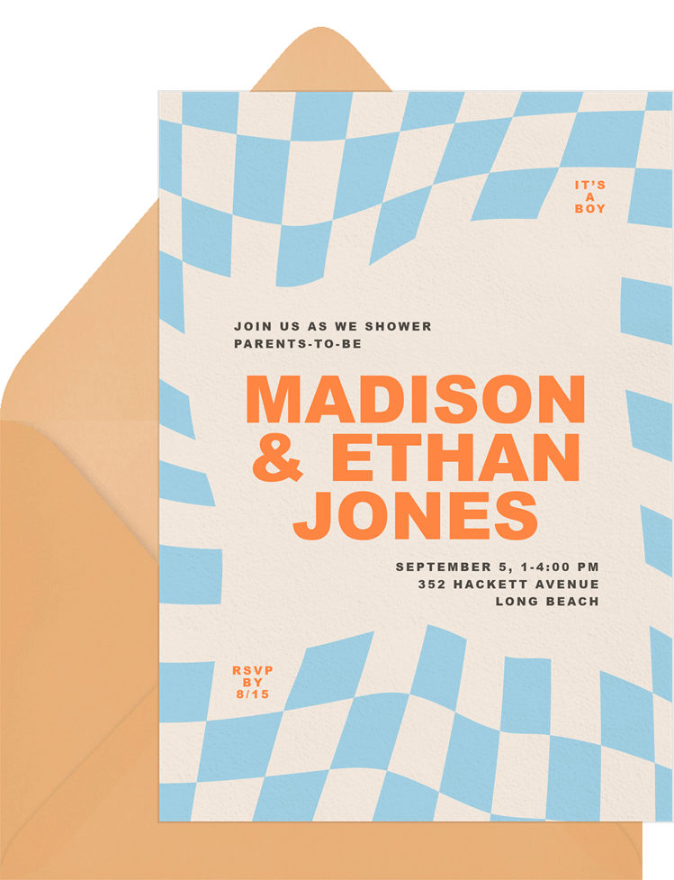 Rad Checkers Invitations in Purple