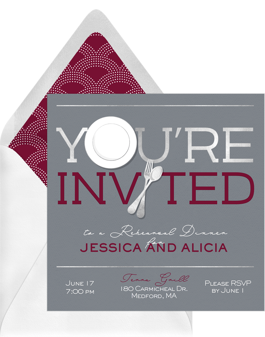 You're Invited Invitations in Grey | Greenvelope.com, image size:854x1086