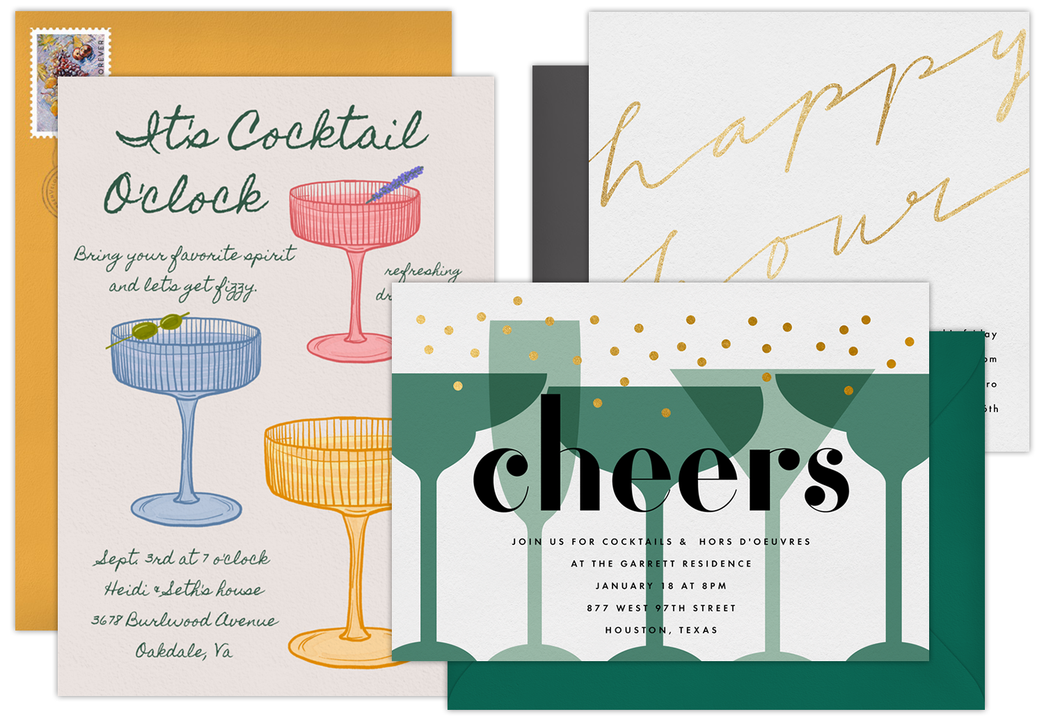 Digital Cocktail Party Invitations with Animated Envelopes & Built-In RSVP Tracking