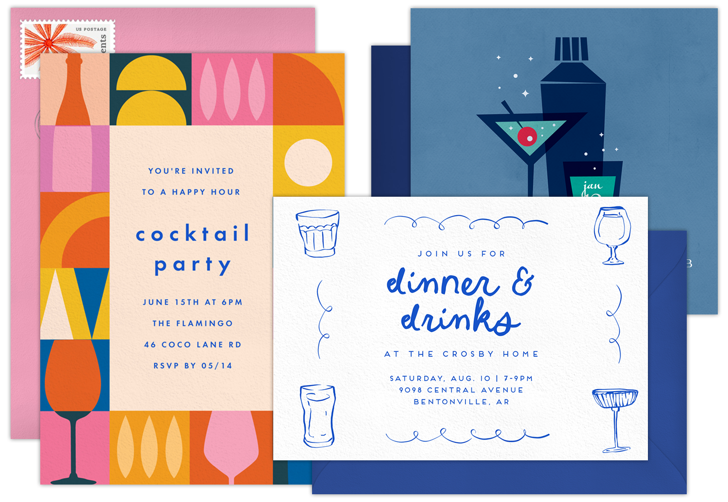Digital Cocktail Party Invitations with Animated Envelopes & Built-In RSVP Tracking