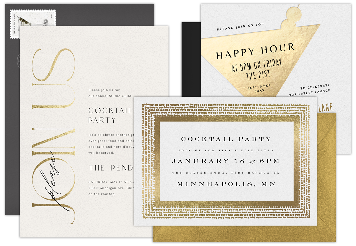 Digital Cocktail Party Invitations with Animated Envelopes & Built-In RSVP Tracking