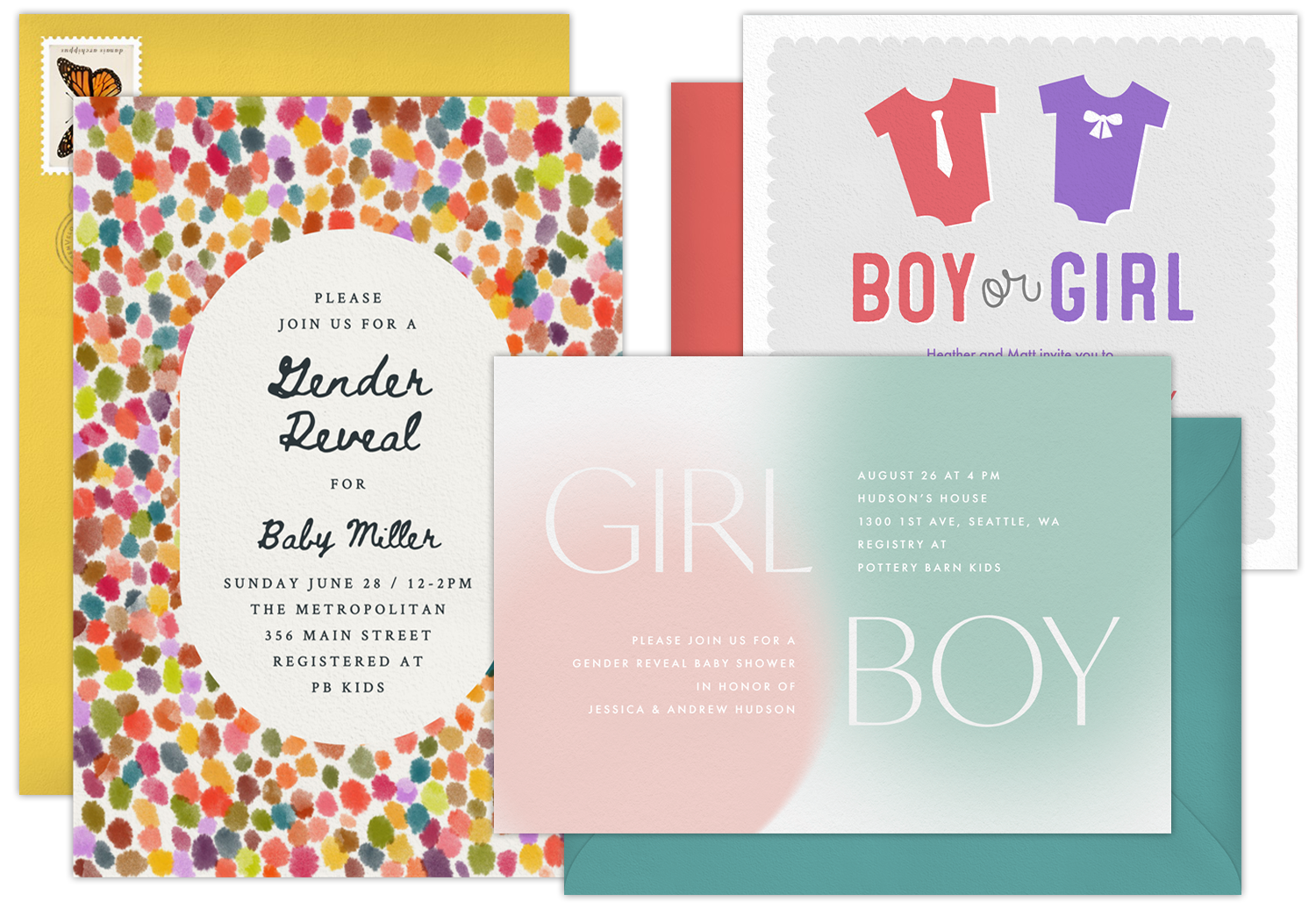 Digital Gender Reveal Party Invitations with Animated Envelopes and RSVP Tracking