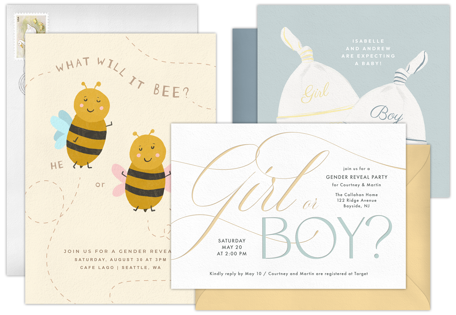 Digital Gender Reveal Party Invitations with Animated Envelopes and RSVP Tracking