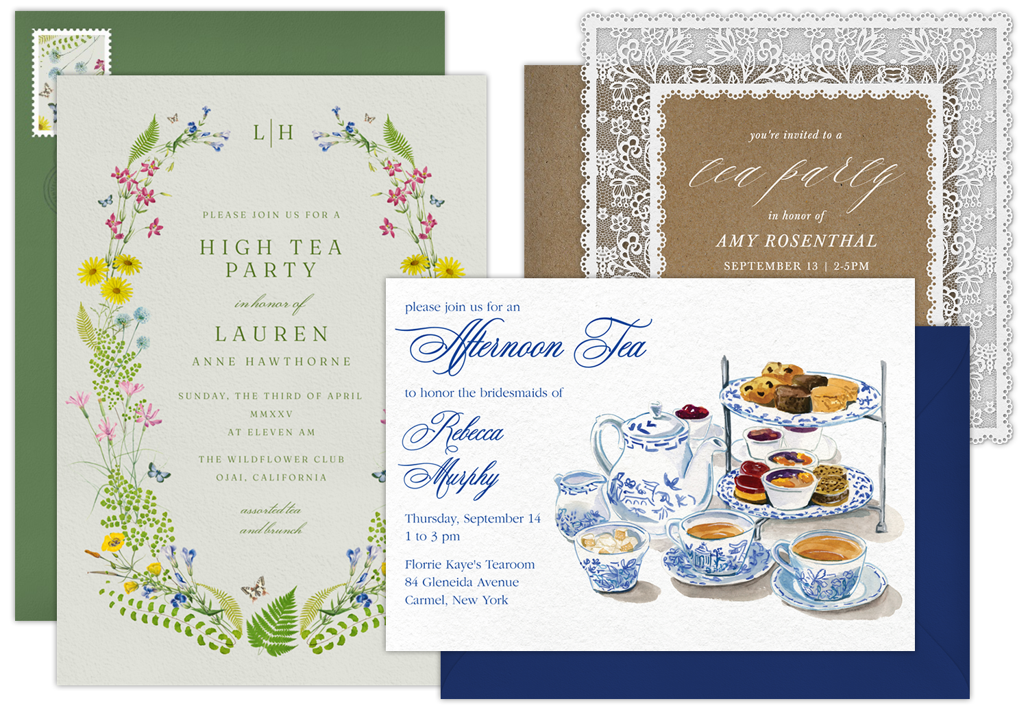 Digital Tea Party Invitations with Animated Envelopes & Built-In RSVP Tracking