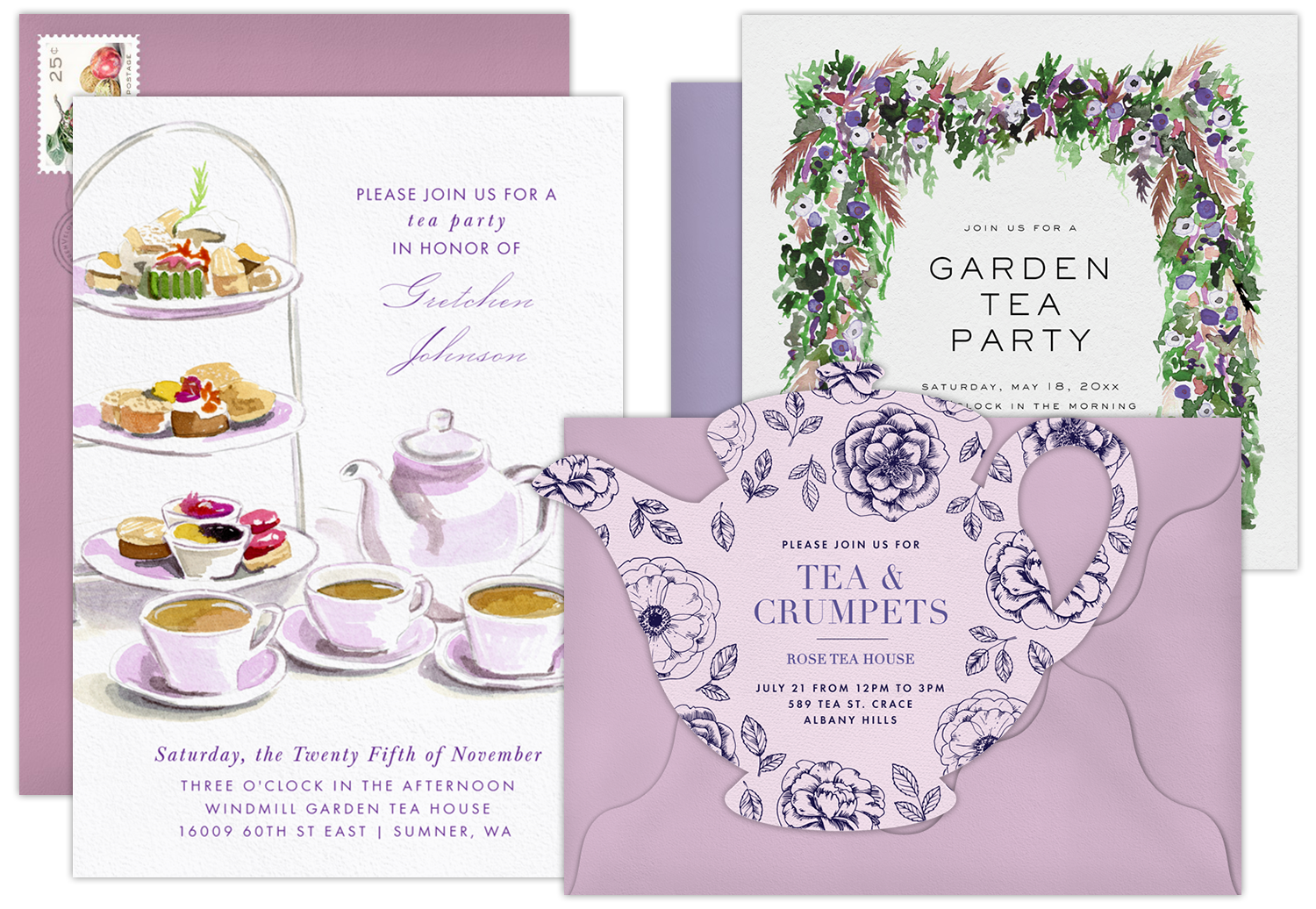 Digital Tea Party Invitations with Animated Envelopes & Built-In RSVP Tracking